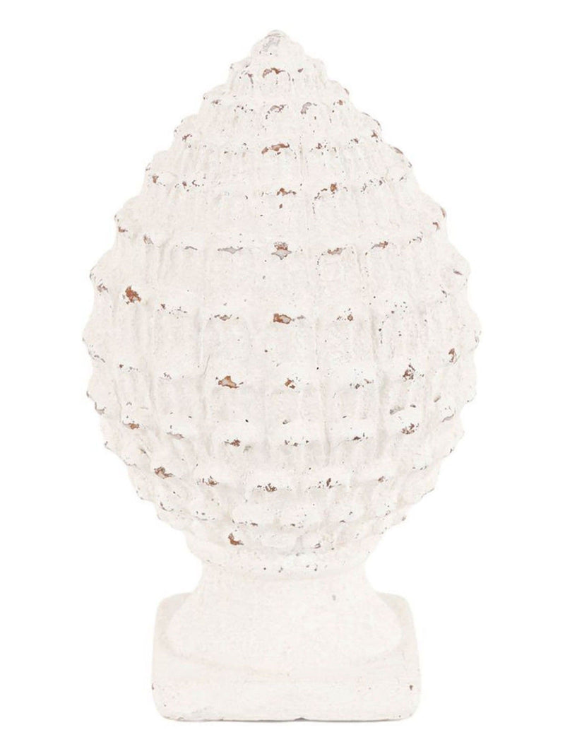 Gallery Home white rustic pinecone sculpture 20cm, UK version
