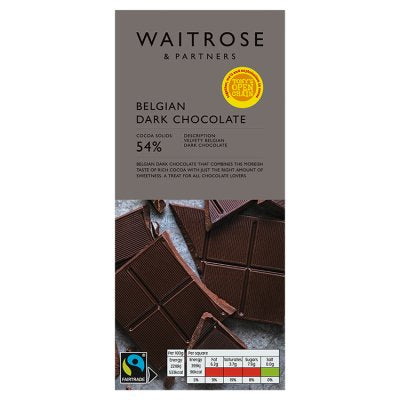 Waitrose Belgian dark chocolate 54% 180g - British product