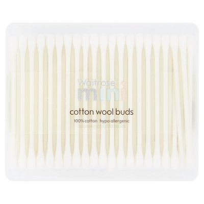 Waitrose baby cotton buds mini 200 count, imported from the UK