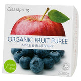 Clearspring organic apple blueberry purée 2x100g, imported from the UK