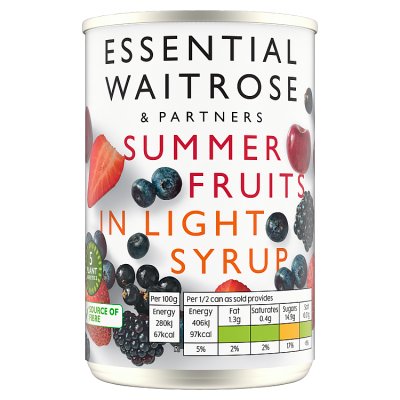 Waitrose Essential Summer Fruits in Syrup 290g - British product