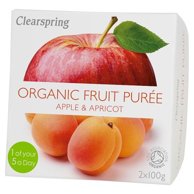 Clearspring organic apple and apricot purée 2x100g - British product