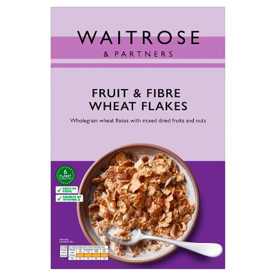 Waitrose Fruit & Fibre wheat flakes cereal 750g (British brand)
