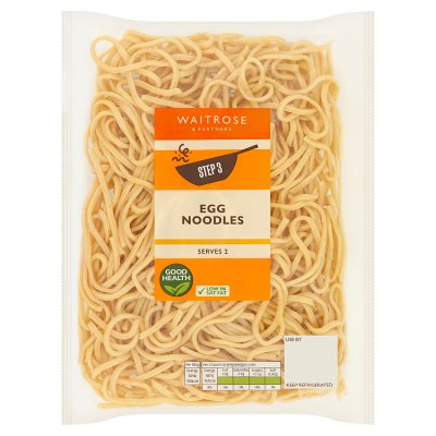 Waitrose egg noodles 275g pack, imported from the UK