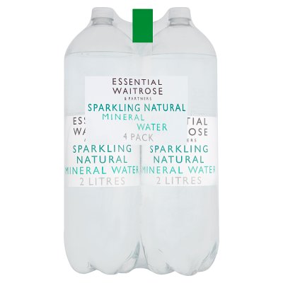 Essential sparkling natural mineral water 4x2L, imported from the UK