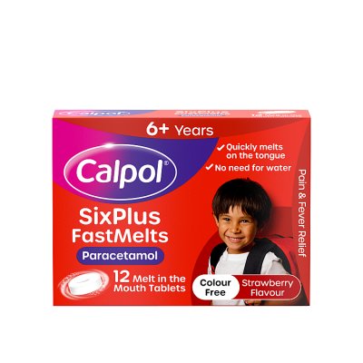 Calpol Six Plus Fastmelts paracetamol 12s, UK version