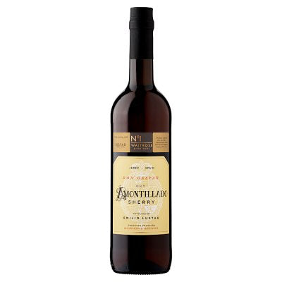 Waitrose dry Amontillado sherry 75cl, imported from the UK