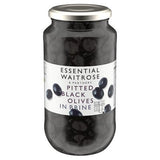 Waitrose Essential pitted black olives 900g jar - British product