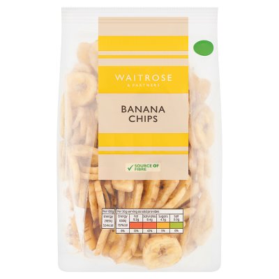 Waitrose banana chips 200g, imported from the UK