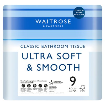 Waitrose Ultra Soft Smooth bathroom tissue 9 x 240 - British product