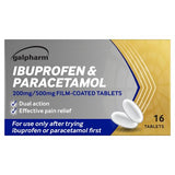 Galpharm dual action paracetamol ibuprofen 500mg 200mg 16 tablets - British product
