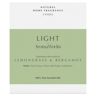 Aromaworks wax filled glass lemongrass and bergamot 220g - British product