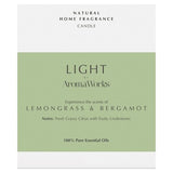 Aromaworks wax filled glass lemongrass and bergamot 220g - British product