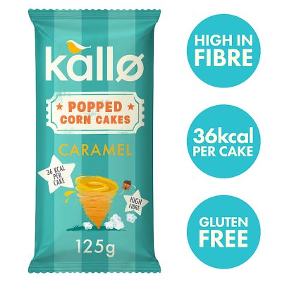 Kallo caramel popped corn cakes 125g (British brand)