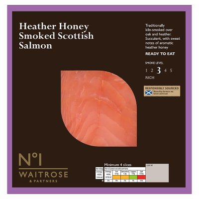 Waitrose No.1 heather honey smoked Scottish salmon 100g (British brand)