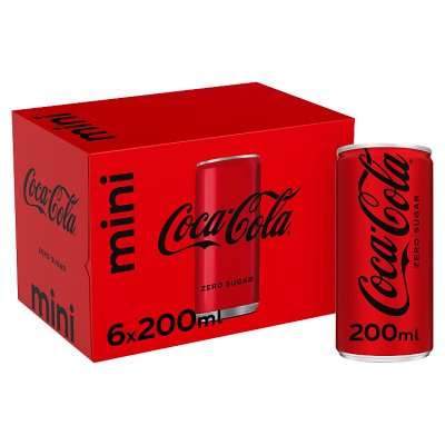 Coke Zero sugar-free cola multipack 6x200ml, UK version