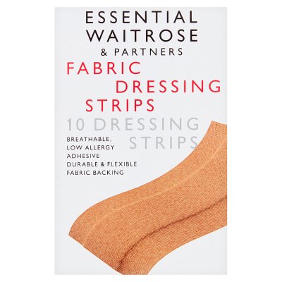 Waitrose Essential fabric dressing strips 10s, imported from the UK