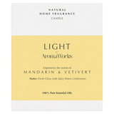 Aromaworks candle Mandarin & Vetivert 220g, UK version