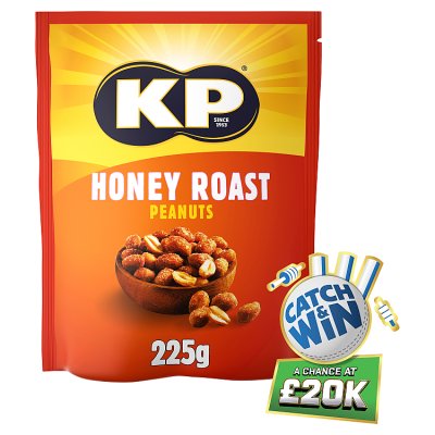 KP honey roast peanuts 225g pack, imported from the UK