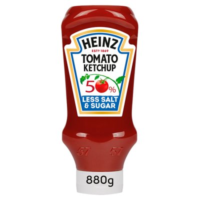Heinz tomato ketchup 50% less sugar and salt 880g (British brand)