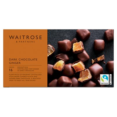 Waitrose dark chocolate ginger 180g box (British brand)