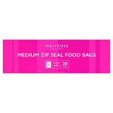 Waitrose medium zip lock food bags 20 pack - British product