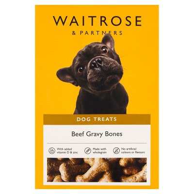 Waitrose dog treats Beef Gravy Bones 500g, imported from the UK