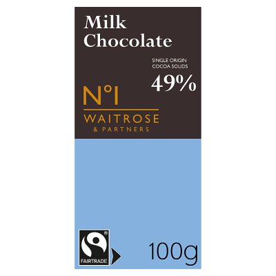 Waitrose No.1 Fairtrade milk chocolate 100g (British brand)