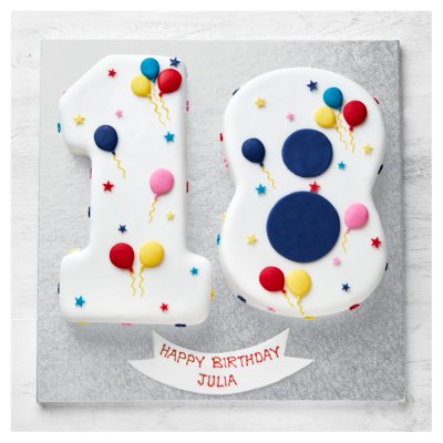 18th birthday cake with balloon and stars decoration - British product
