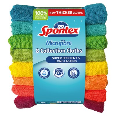 Spontex microfibre cleaning cloths 8s - British product