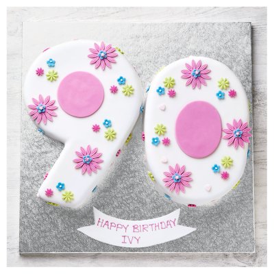 90th Birthday Flowers Cake with sugar paste flowers, UK version