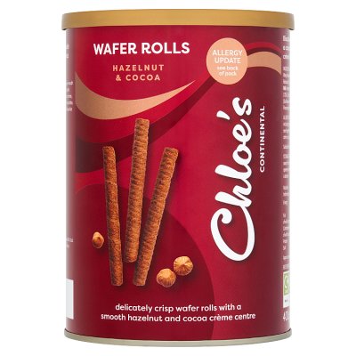 Chloe's hazelnut and cocoa wafer rolls 400g, UK version