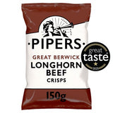 Pipers Longhorn beef crisps sharing bag 150g (British brand)