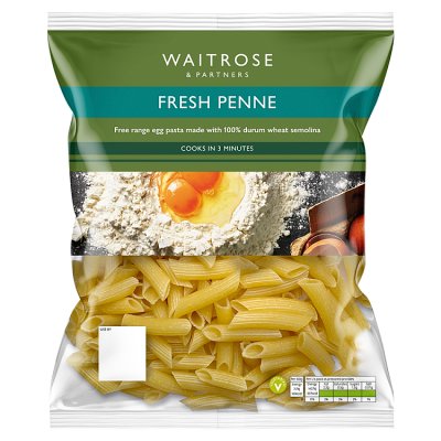 Waitrose fresh penne egg pasta 500g pack, UK version