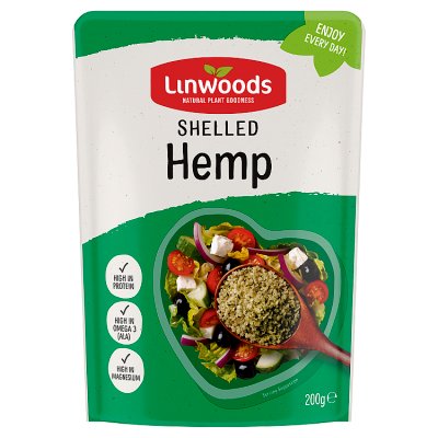 Linwoods shelled hemp seeds 200g packet, UK version