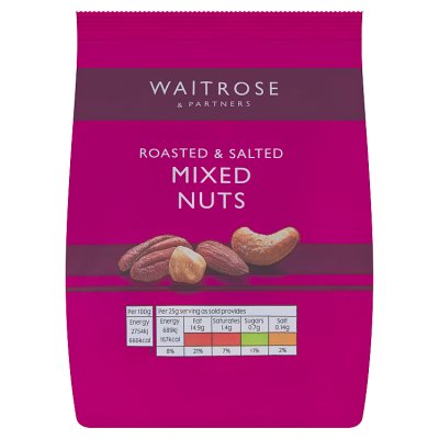 Waitrose roasted salted mixed nuts 200g, imported from the UK