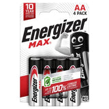 Energizer Max AA batteries 4-pack, imported from the UK