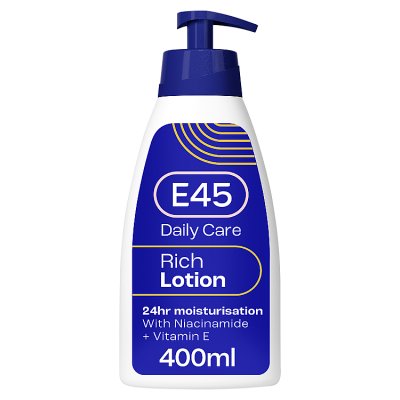 E45 Rich 24H moisturiser lotion pump for dry skin 400ml, UK version