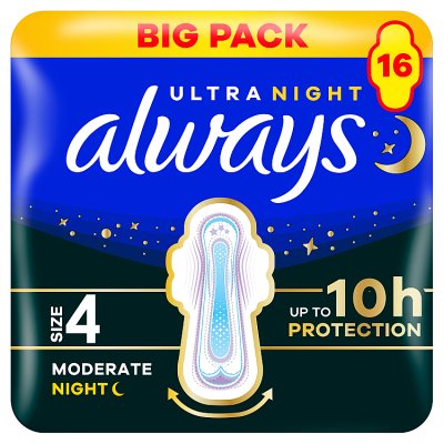 Always Ultra sanitary towels Secure Night Size 4 16 pads (British brand)