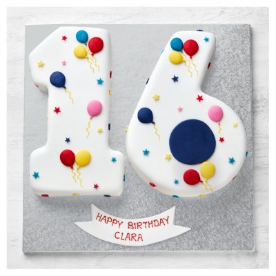 16th birthday balloon and stars cake - British product