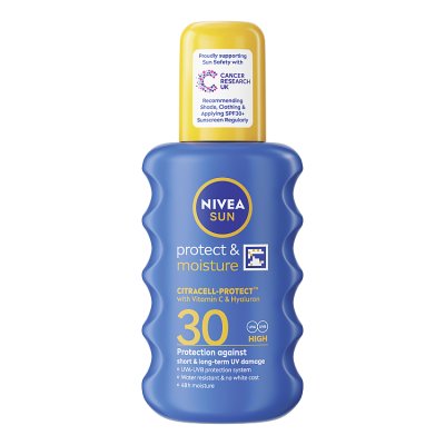 NIVEA Protect and Moisture sun cream spray SPF30 200ml, UK version