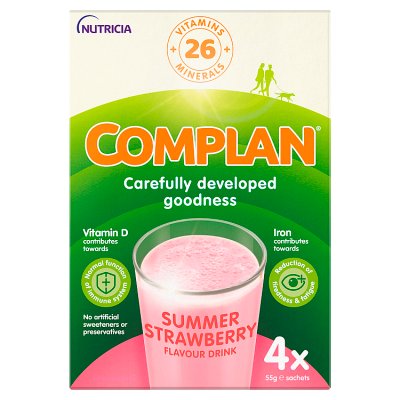 Complan summer strawberry nutritional drink sachets 4x55g - British product