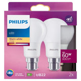 Philips LED bulb B22 frosted 2-pack, imported from the UK