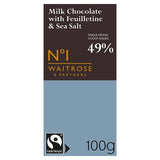 Waitrose No.1 milk chocolate with feuilletine and sea salt 100g (British brand)