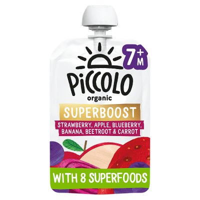 Piccolo Organic baby food pouch Strawberry & Apple 100g, UK version