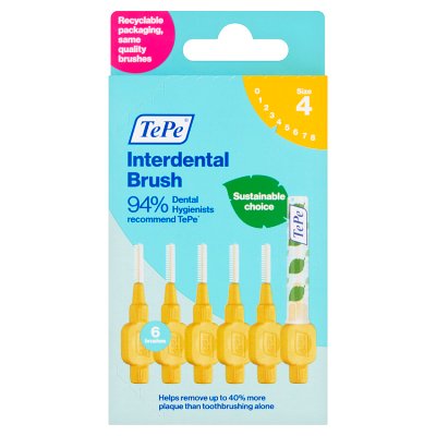 TePe interdental brush yellow size 4, imported from the UK
