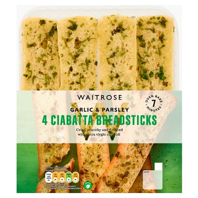 Waitrose garlic & parsley ciabatta breadsticks 135g (British brand)