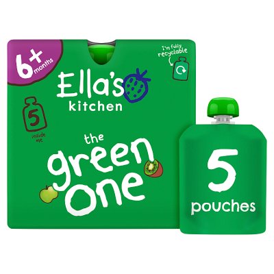 Ella's Kitchen Green One fruit pouches 5x90g, imported from the UK