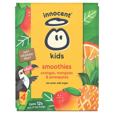 Innocent kids fruit smoothie oranges mangoes pineapple 4x150ml, imported from the UK