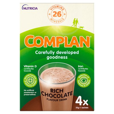 Complan nutritional drink Rich Chocolate 4x55g, UK version